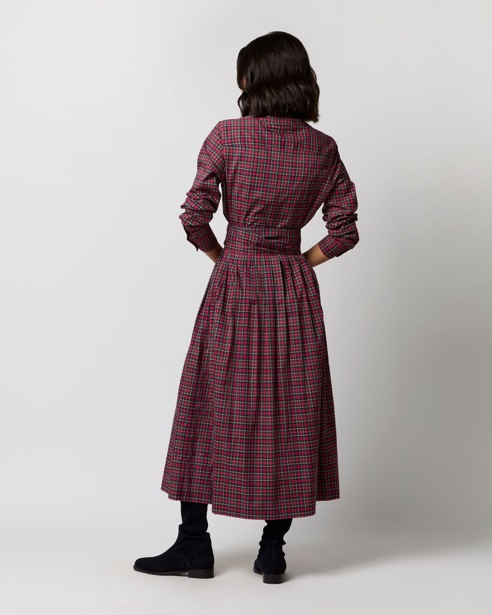 Felicity Shirtwaist Dress in Red Royal Stewart Tartan Poplin