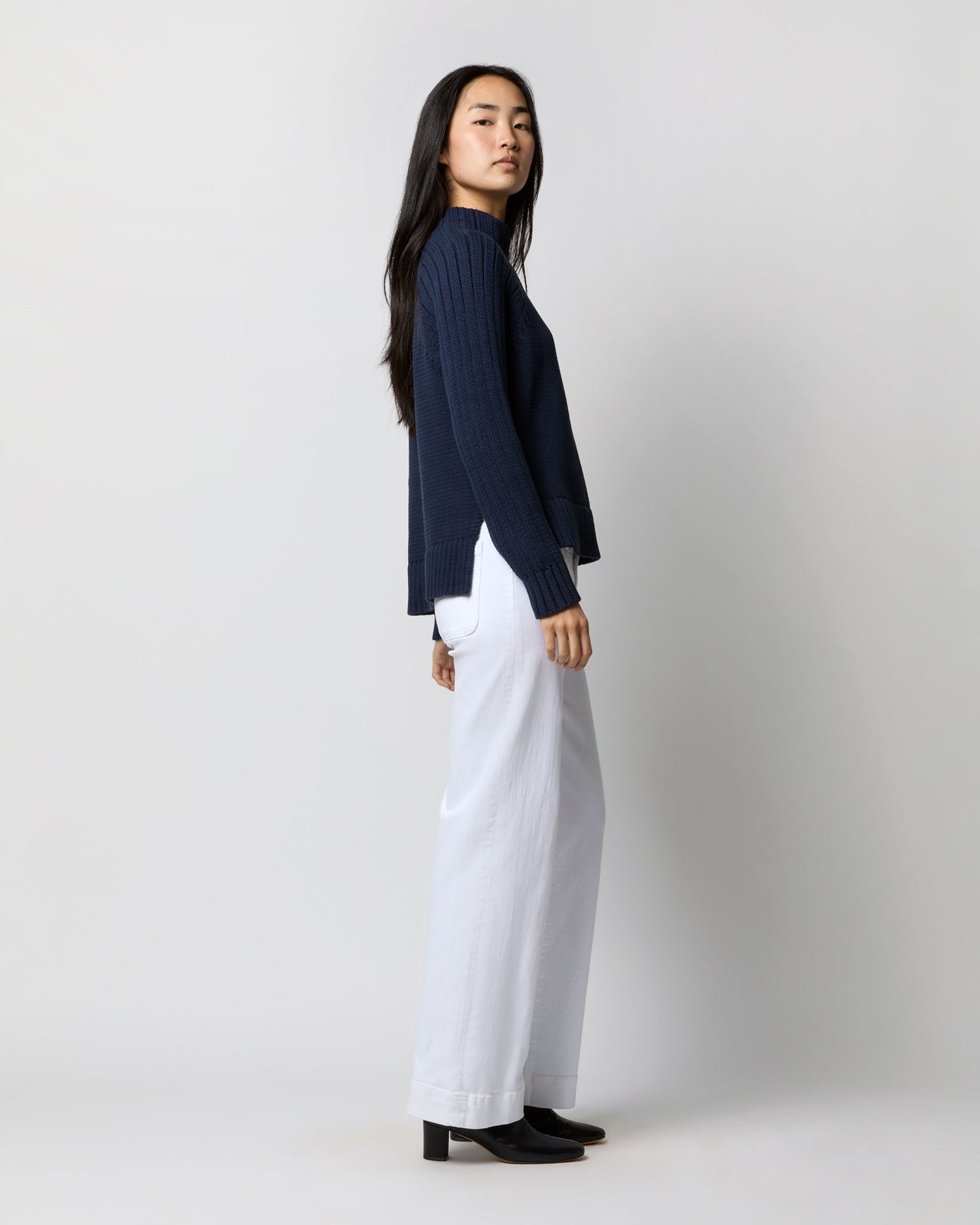 Hadley Sweater in Navy Cotton Tape Yarn