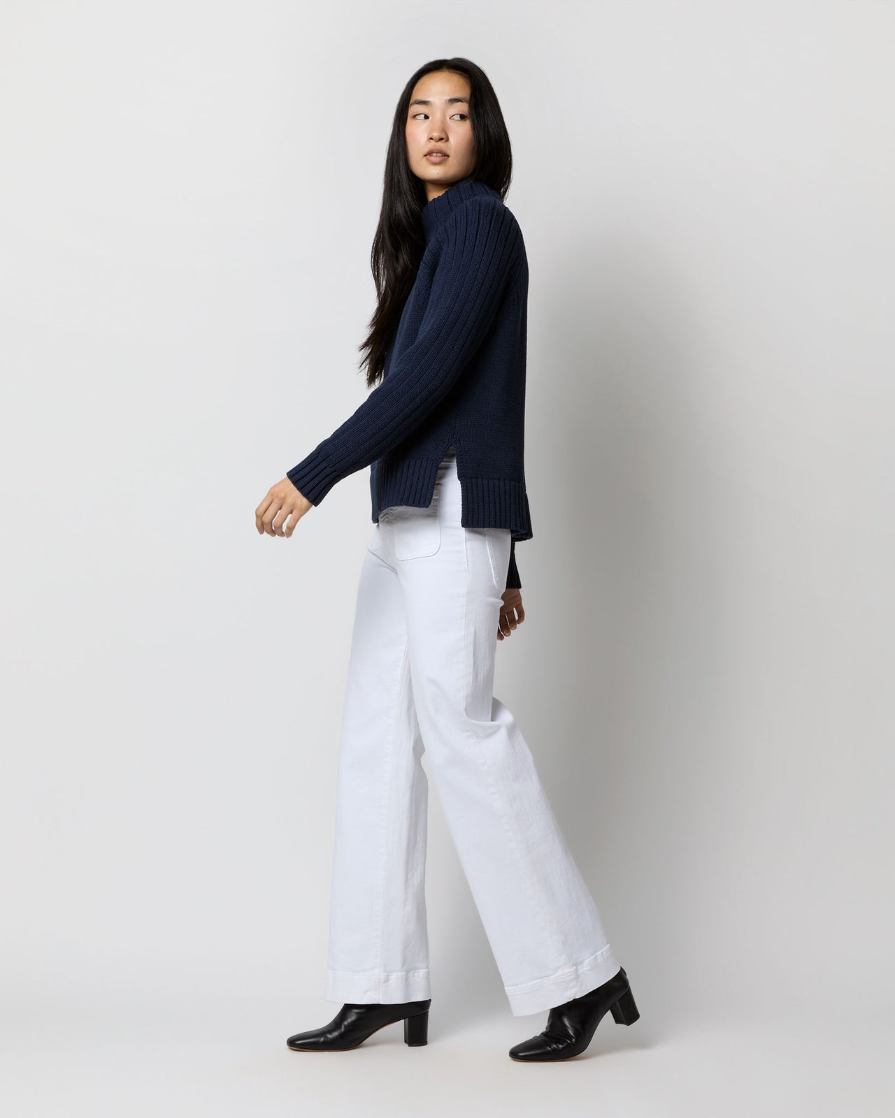 Hadley Sweater in Navy Cotton Tape Yarn