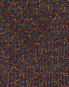 Silk Print Tie in Burgundy/Green/Blue Foulard