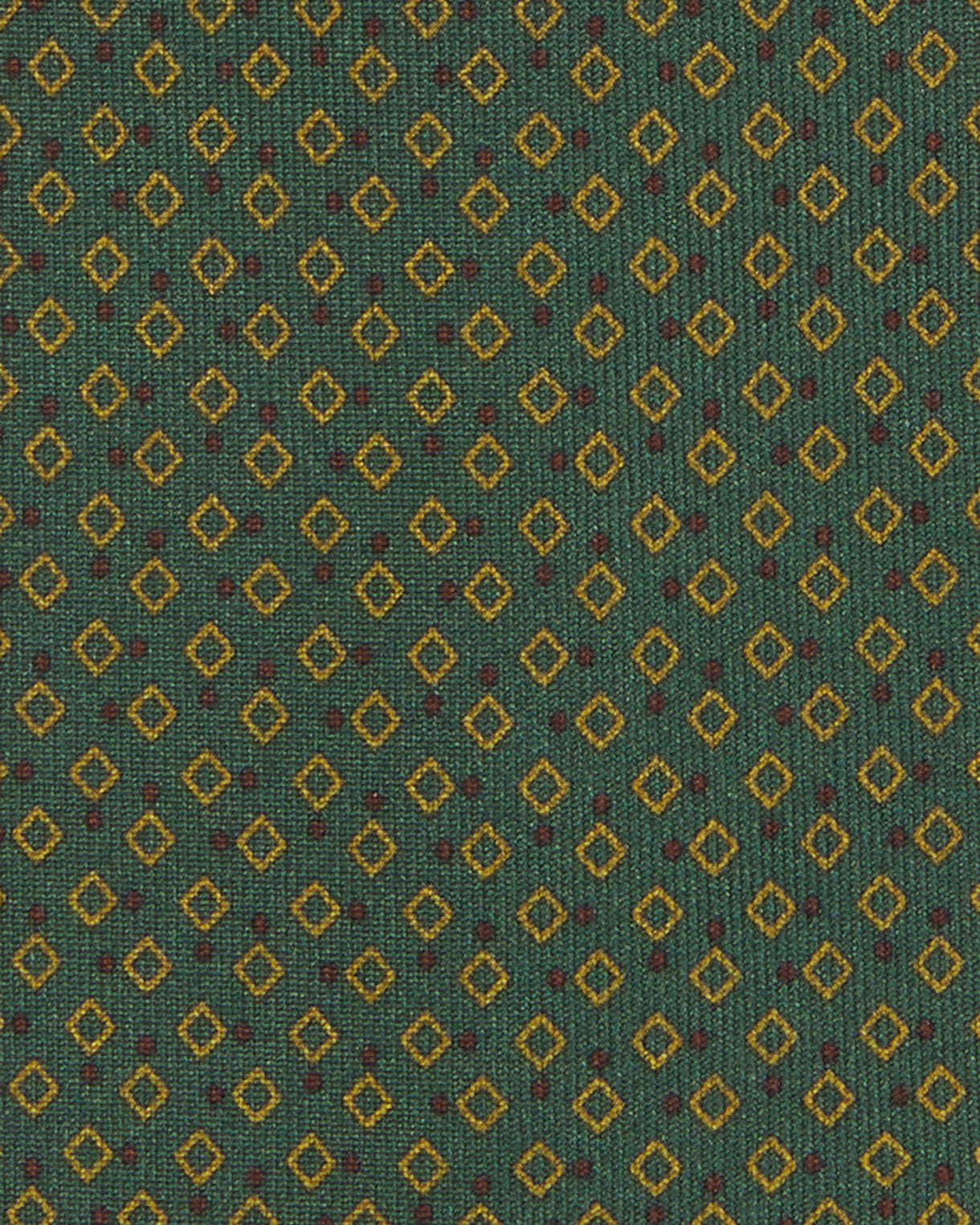 Silk Print Tie in Green/Gold/Brown Diamond