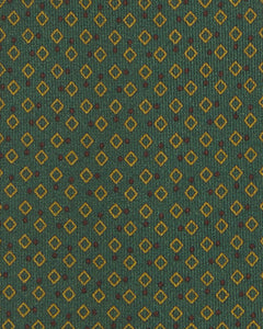 Silk Print Tie in Green/Gold/Brown Diamond