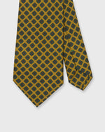 Load image into Gallery viewer, Silk Print Tie in Gold/Emerald/Brown Foulard
