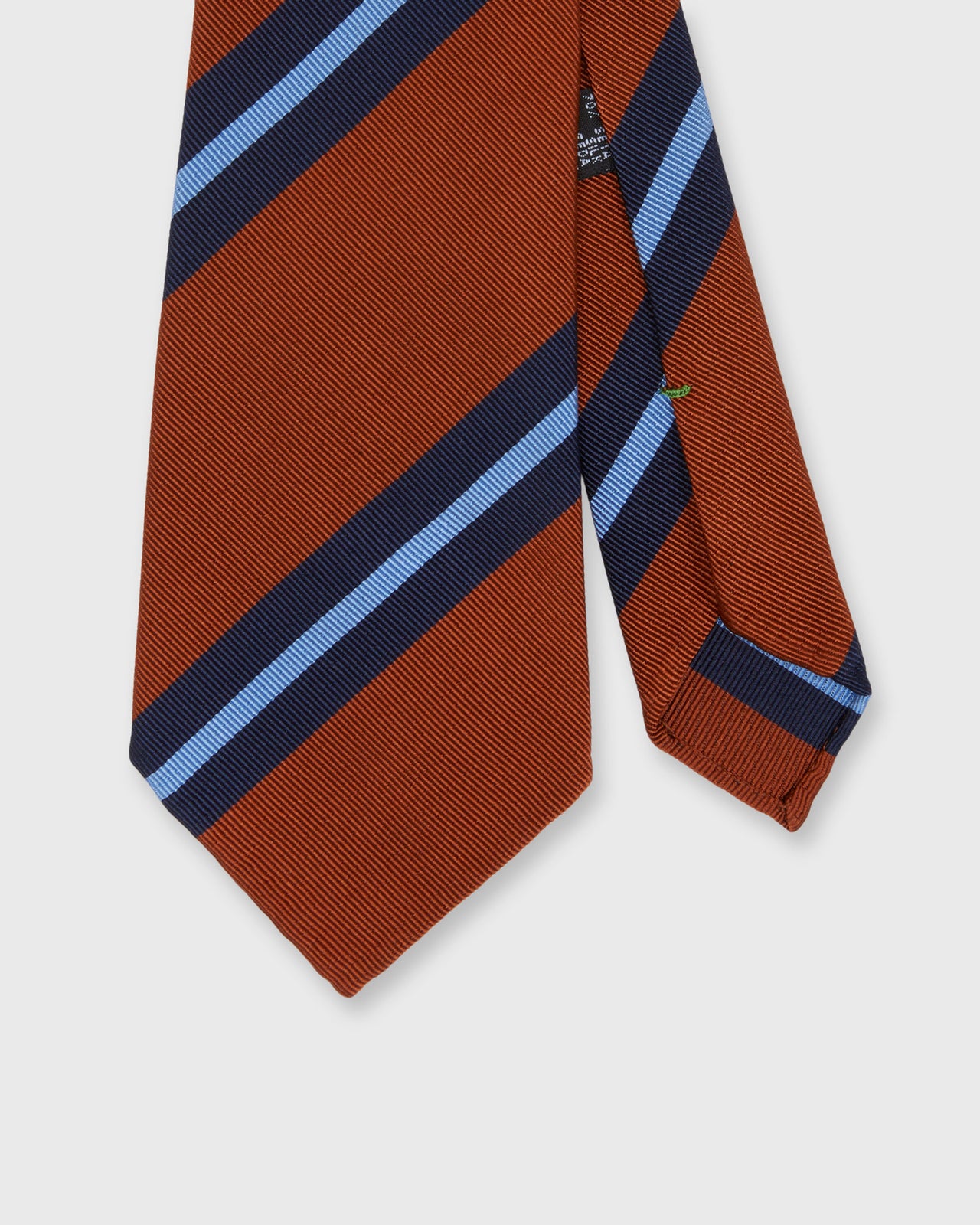 Silk/Cotton Woven Tie in Rust/Navy/Sky Stripe