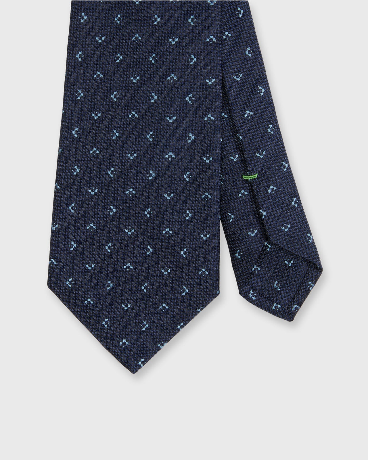 Silk/Cotton Jacquard Tie in Navy/Sky Broken Foulard