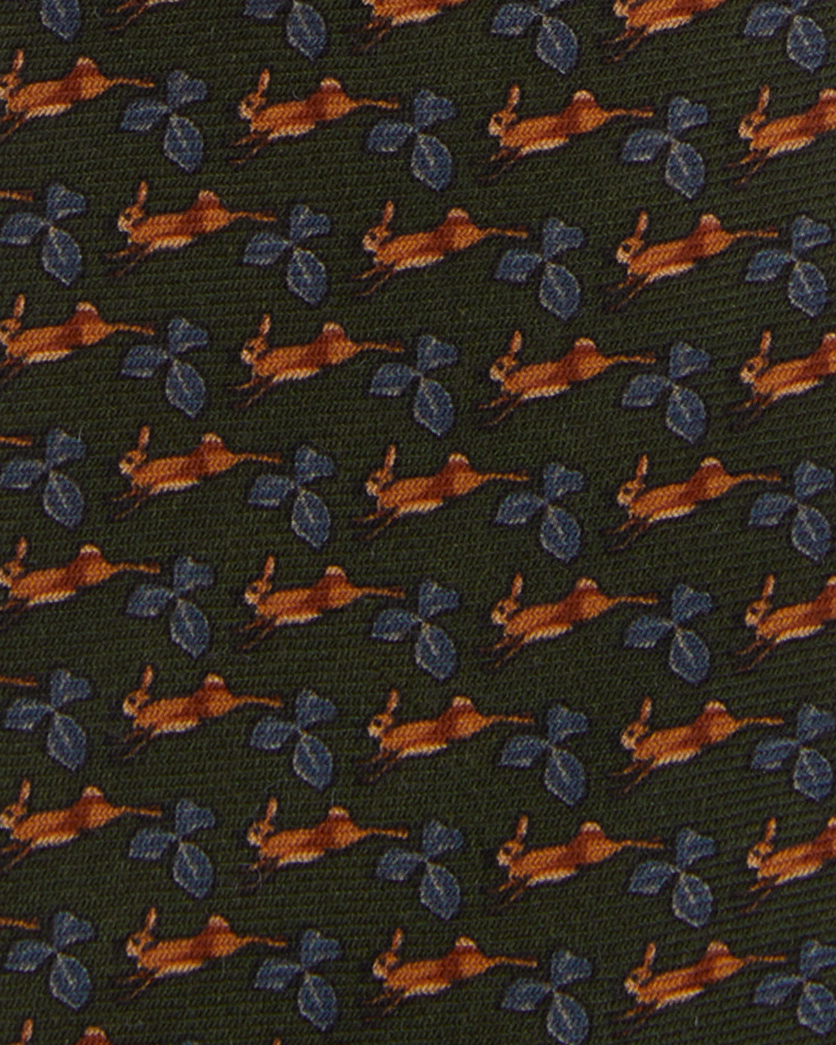 Wool Print Tie in Hunter/Blue Hare