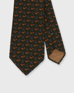 Wool Print Tie in Hunter/Blue Hare