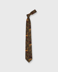 Wool Print Tie in Moss Antelope Scene