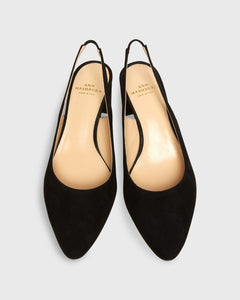 Block Heel Slingback in Black Suede