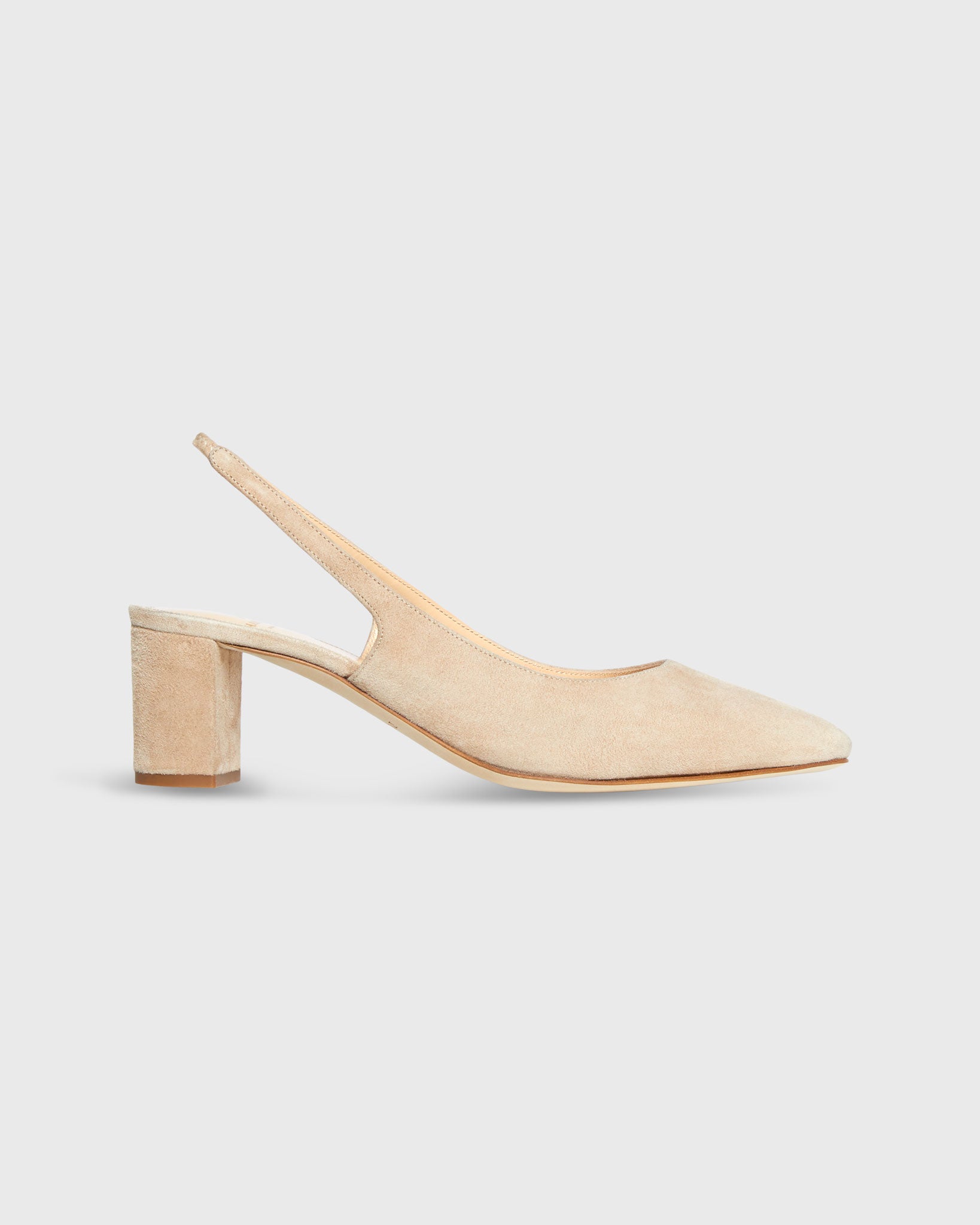 Block Heel Slingback in Camel Suede