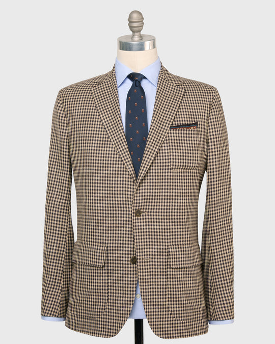 Ghost Blazer in Chocolate/Sand Check Hopsack