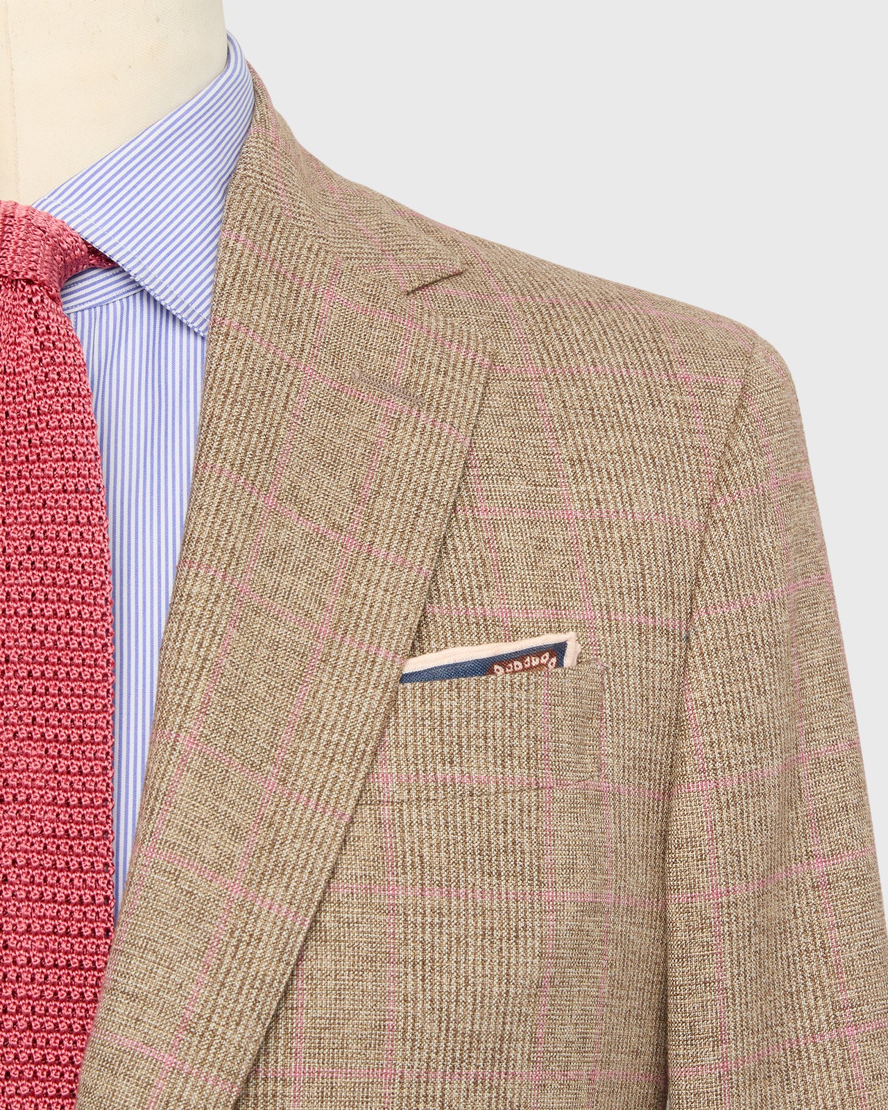 Virgil No. 2 Jacket in Brown/Pink Glen Plaid Hopsack