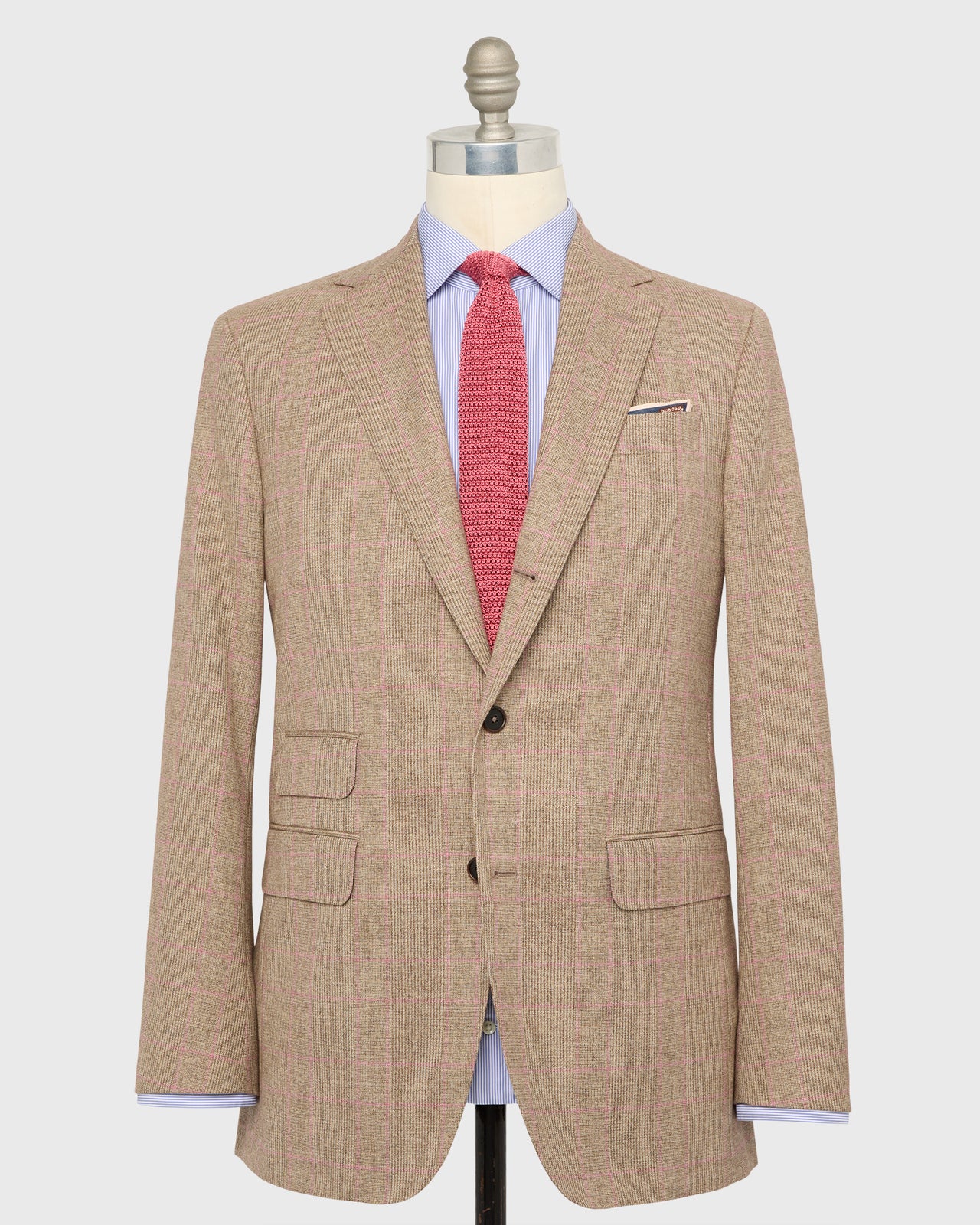 Virgil No. 2 Jacket in Brown/Pink Glen Plaid Hopsack