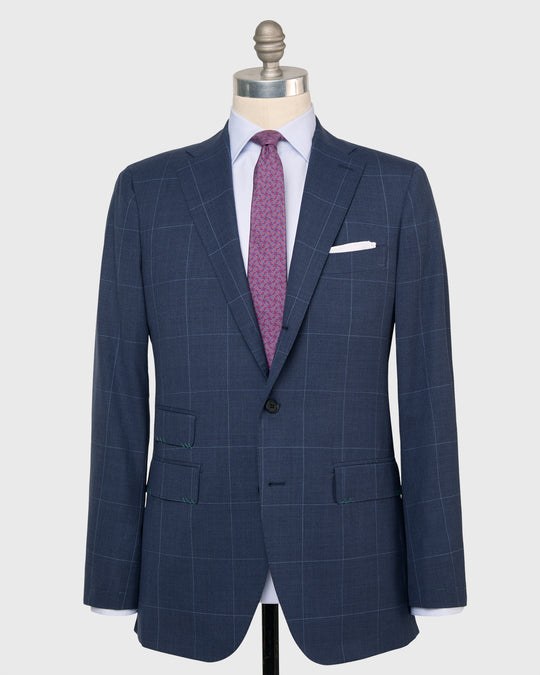 Virgil No. 3 Suit in Char Blue/Sky Windowpane Plainweave