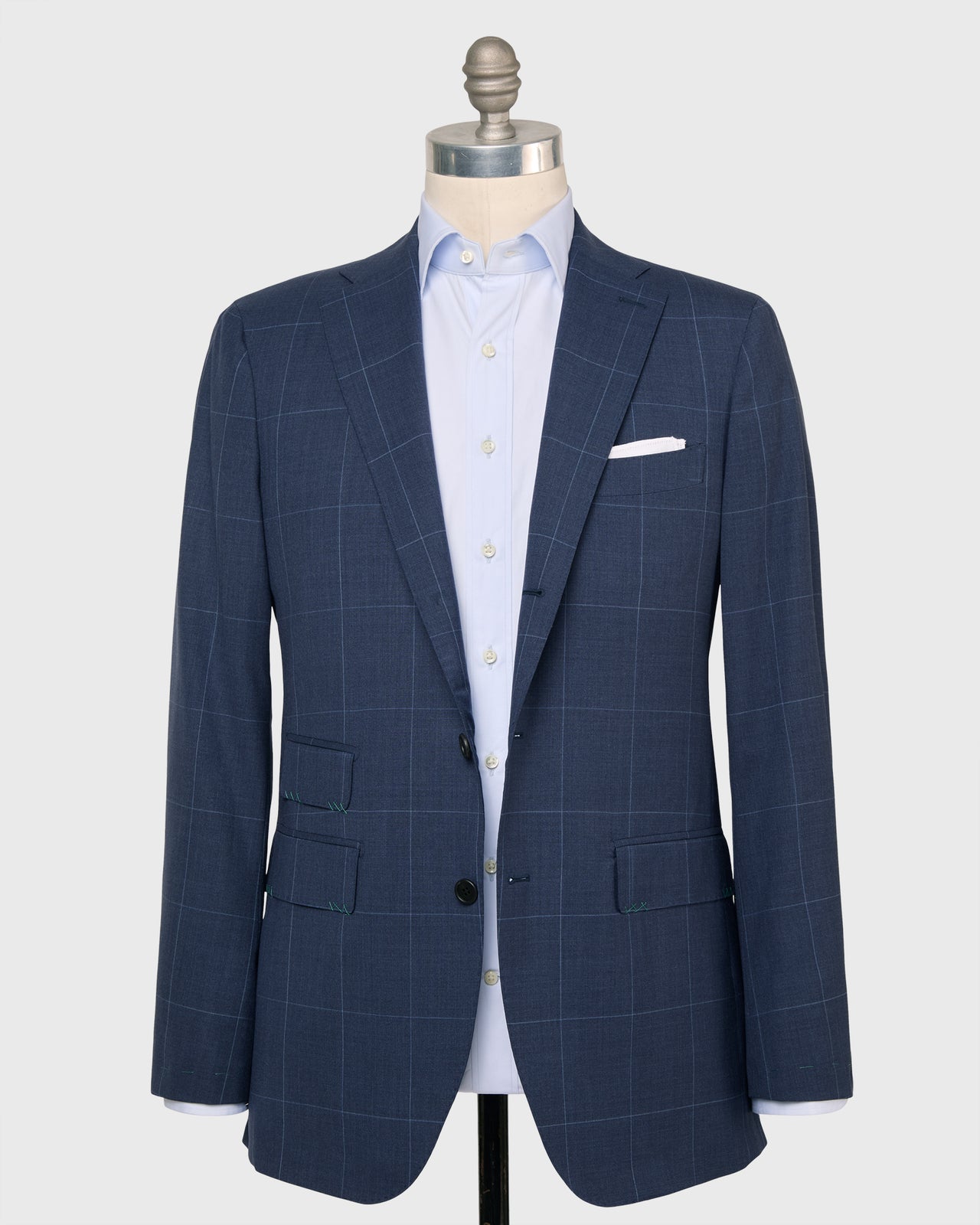 Virgil No. 3 Suit in Char Blue/Sky Windowpane Plainweave
