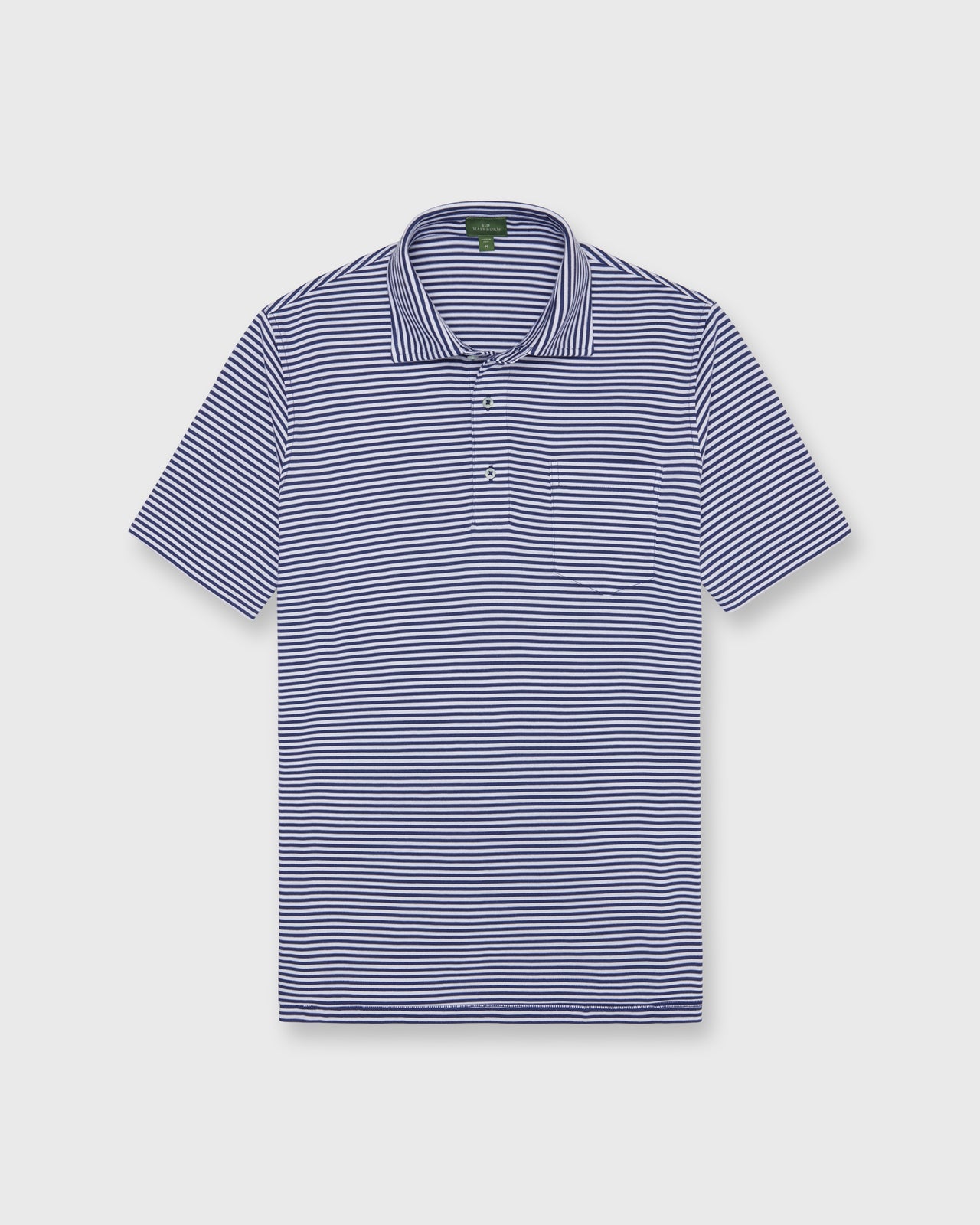 Short-Sleeved Polo in Ink/White Stripe Jersey