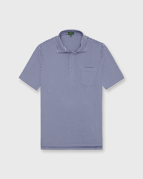 Short-Sleeved Polo in Ink/White Stripe Jersey | Shop Sid Mashburn
