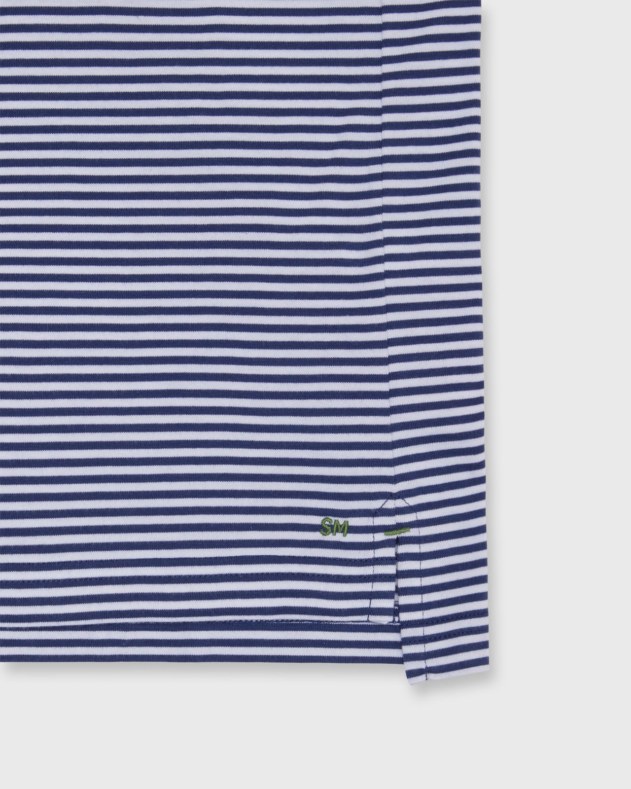 Short-Sleeved Polo in Ink/White Stripe Jersey