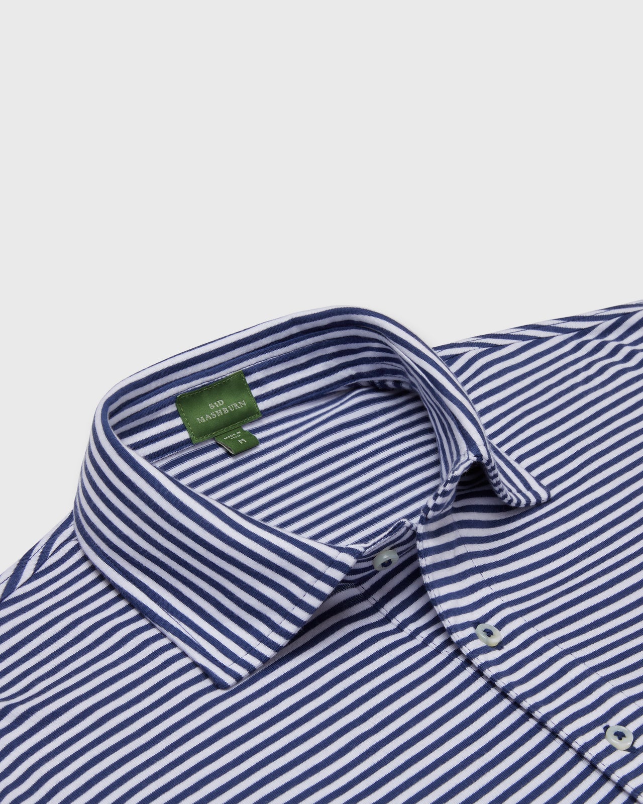 Short-Sleeved Polo in Ink/White Stripe Jersey