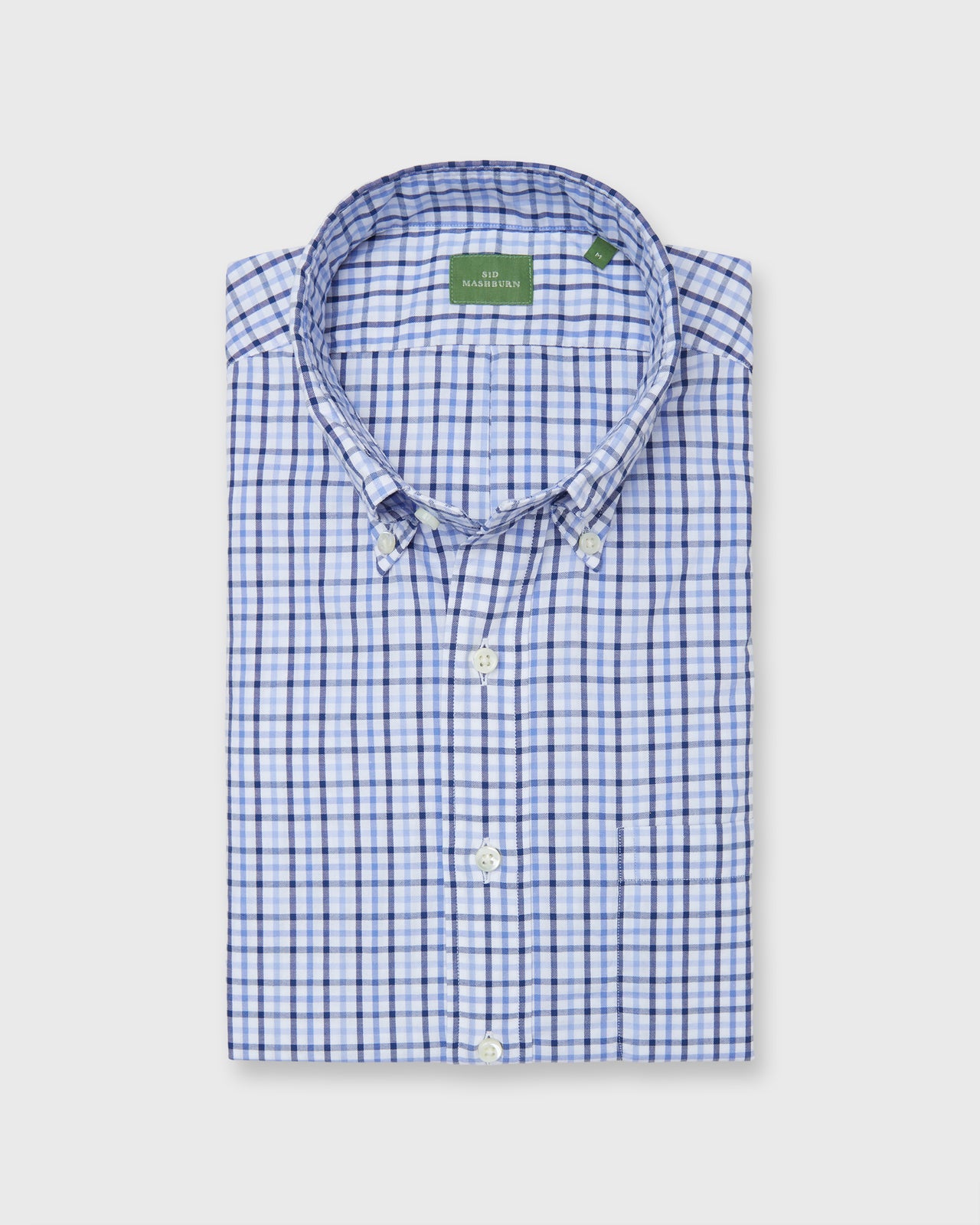 Button-Down Sport Shirt in Blue/Navy Tattersall Oxford