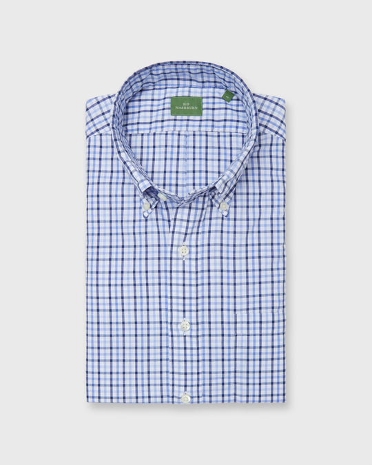 Button-Down Sport Shirt in Blue/Navy Tattersall Oxford