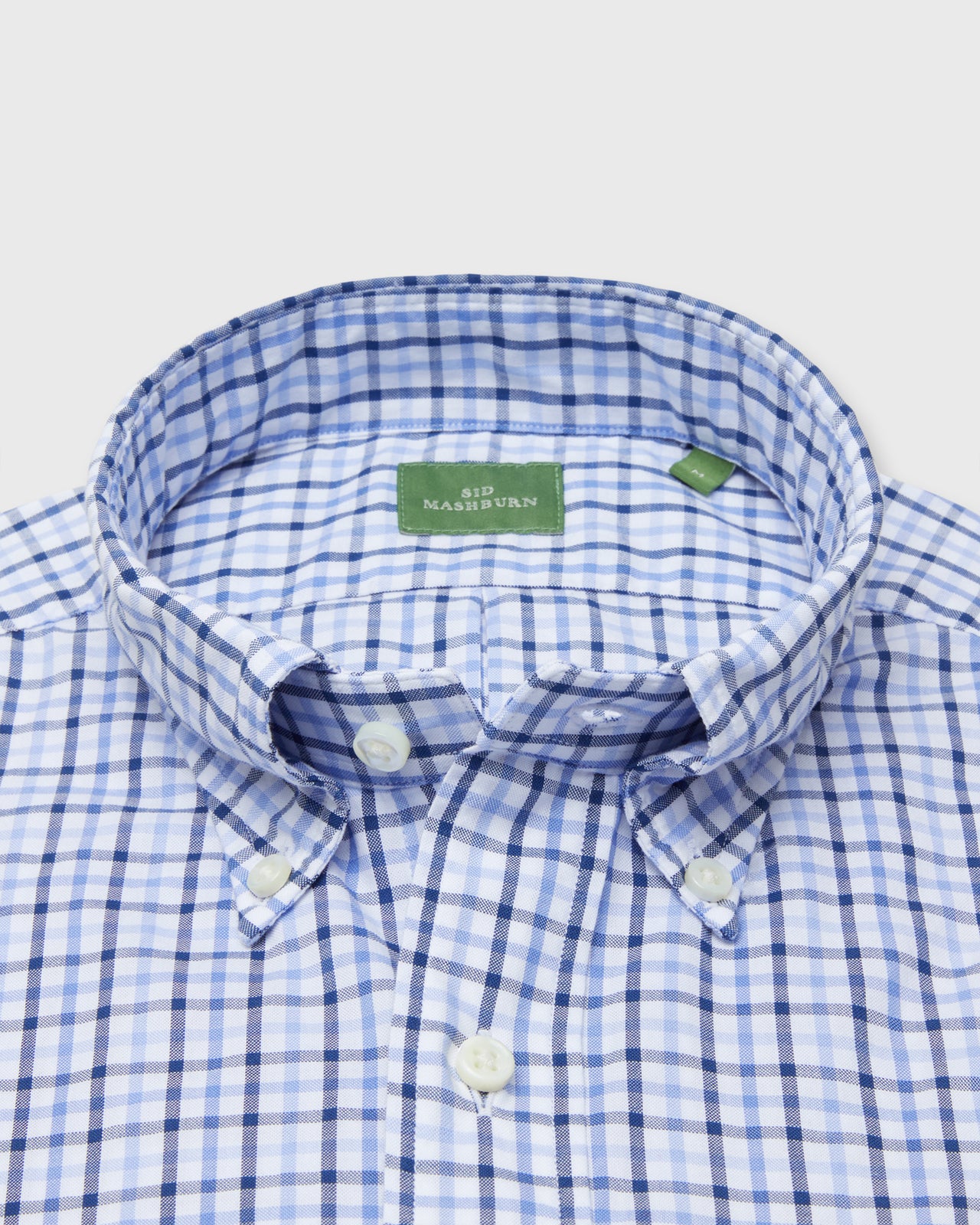 Button-Down Sport Shirt in Blue/Navy Tattersall Oxford