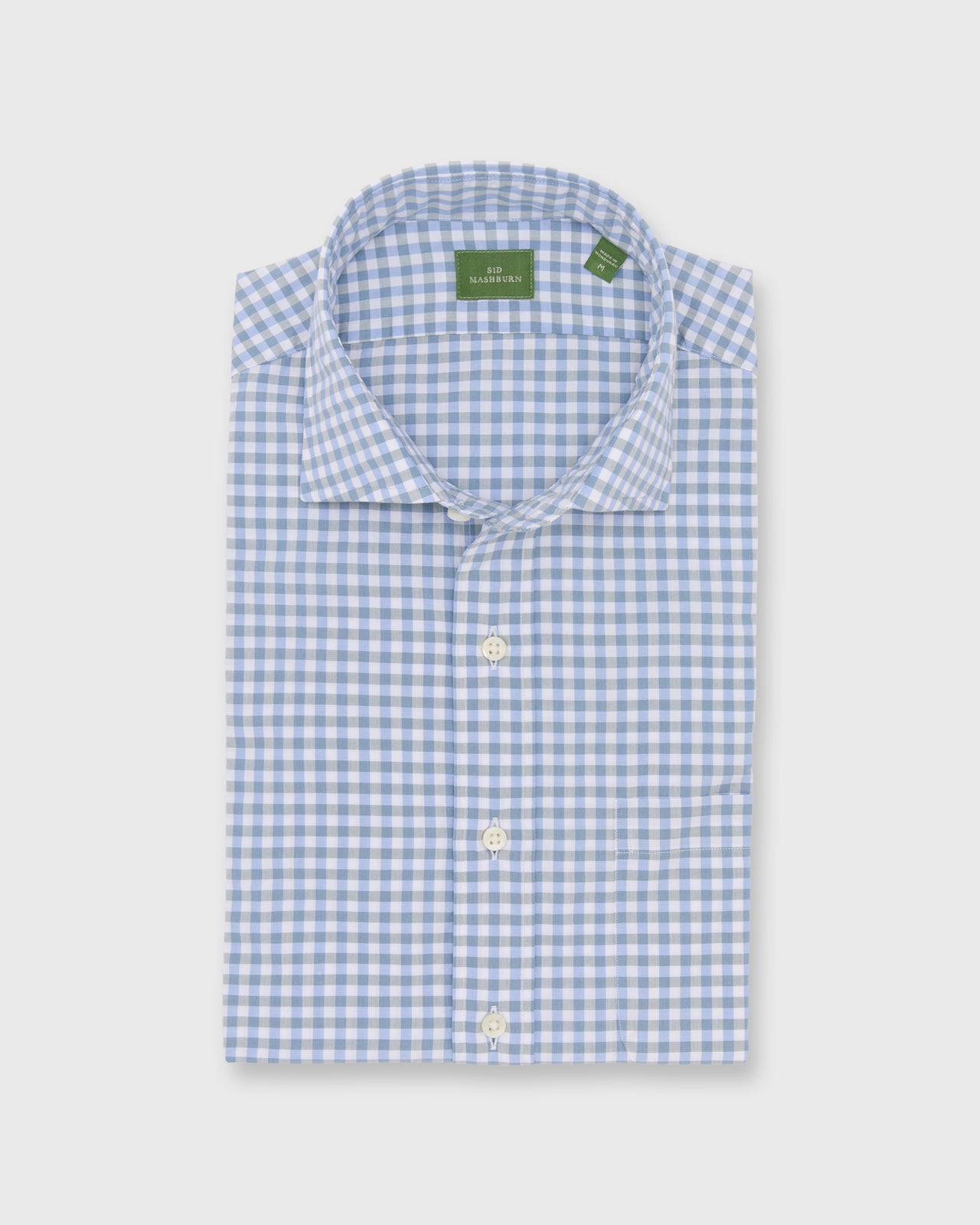 Spread Collar Sport Shirt in Coastal Gingham Poplin