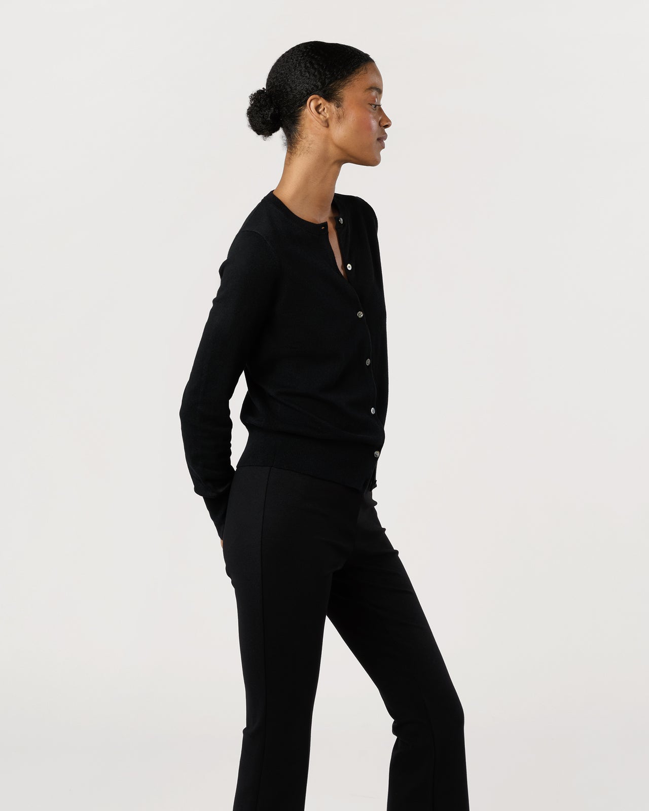 Rosie Cardigan in Black Cotton/Silk Yarn