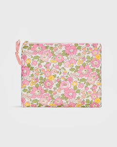 Soft Small Zip Pouch in Pink Multi Betsy Liberty Fabric