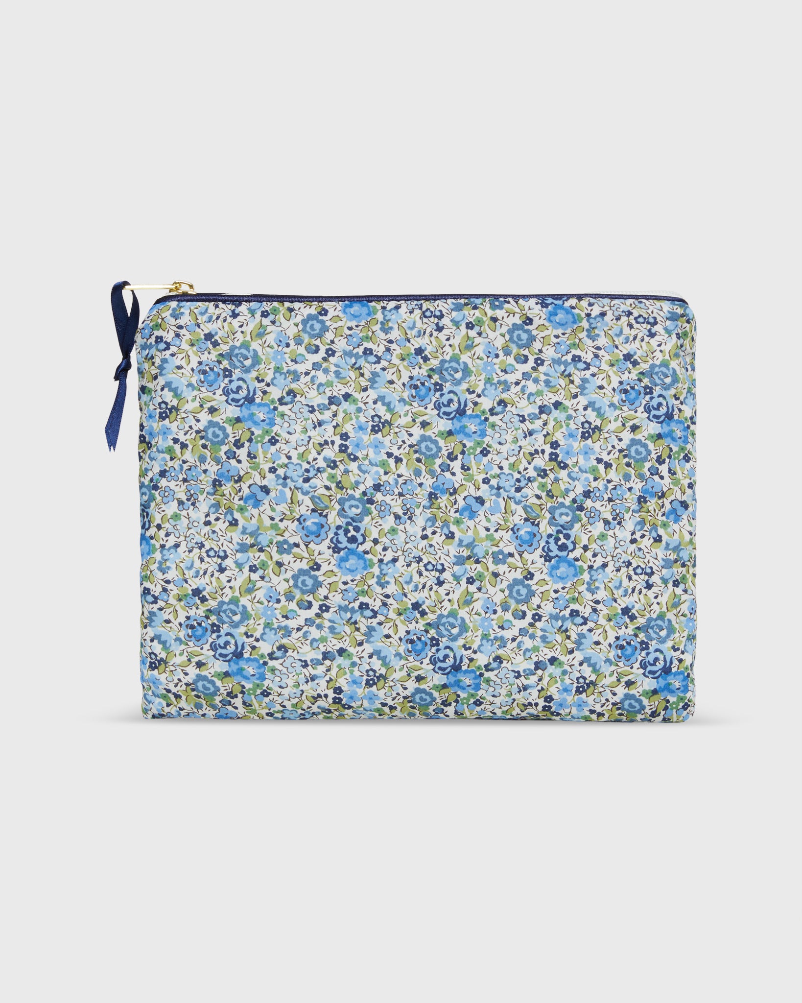 Soft Small Zip Pouch in Blue/Green Emma & Georgina Liberty Fabric