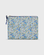 Load image into Gallery viewer, Soft Small Zip Pouch in Blue/Green Emma &amp; Georgina Liberty Fabric
