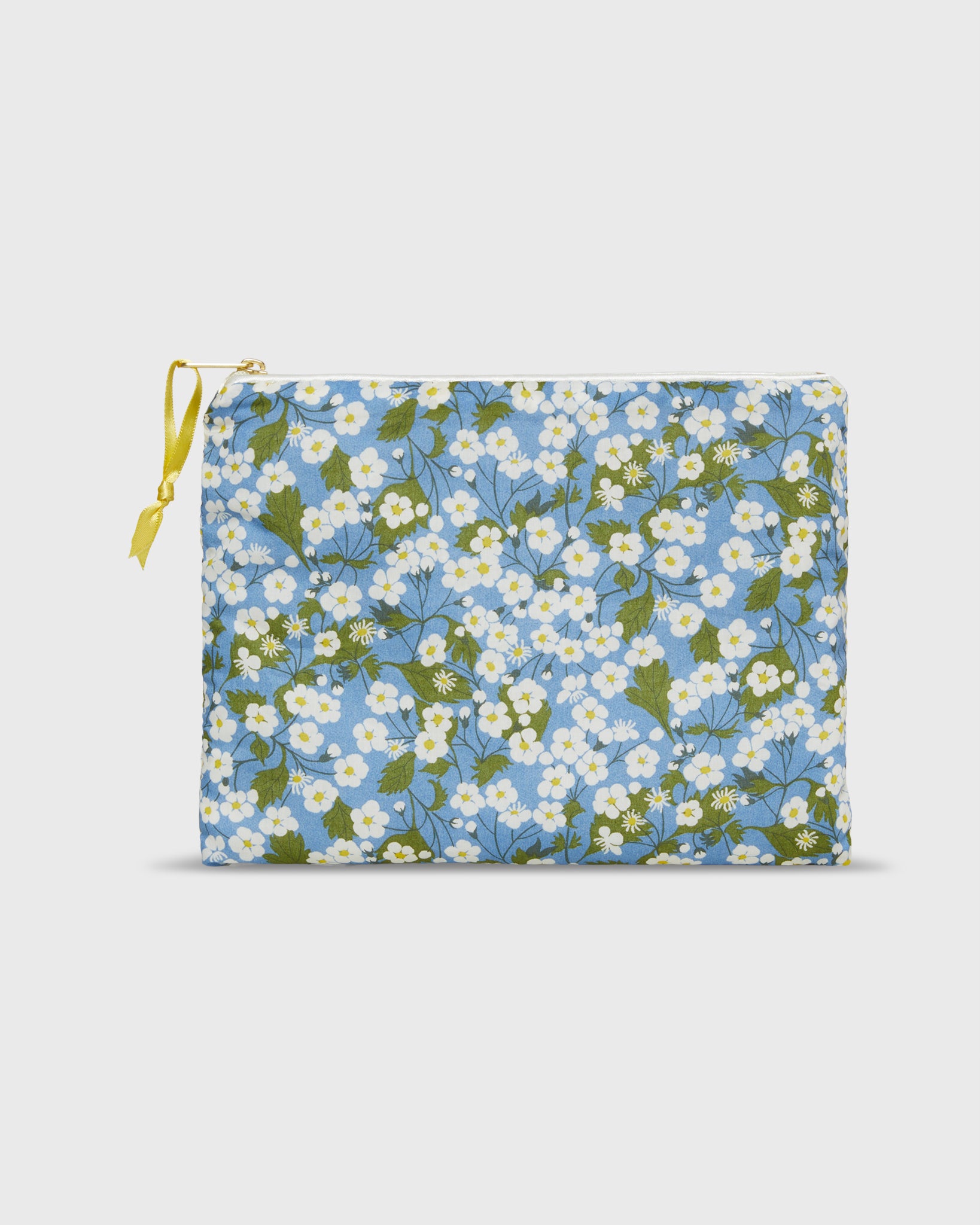 Soft Small Zip Pouch in Blue/Ivory Mitsi Liberty Fabric