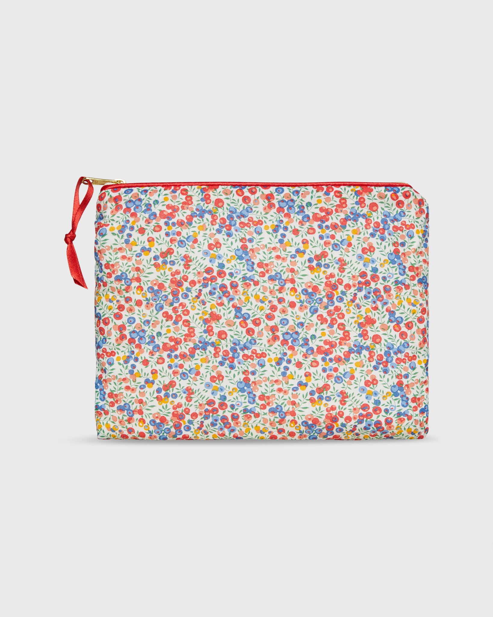 Soft Small Zip Pouch in Red Multi Wiltshire Liberty Fabric