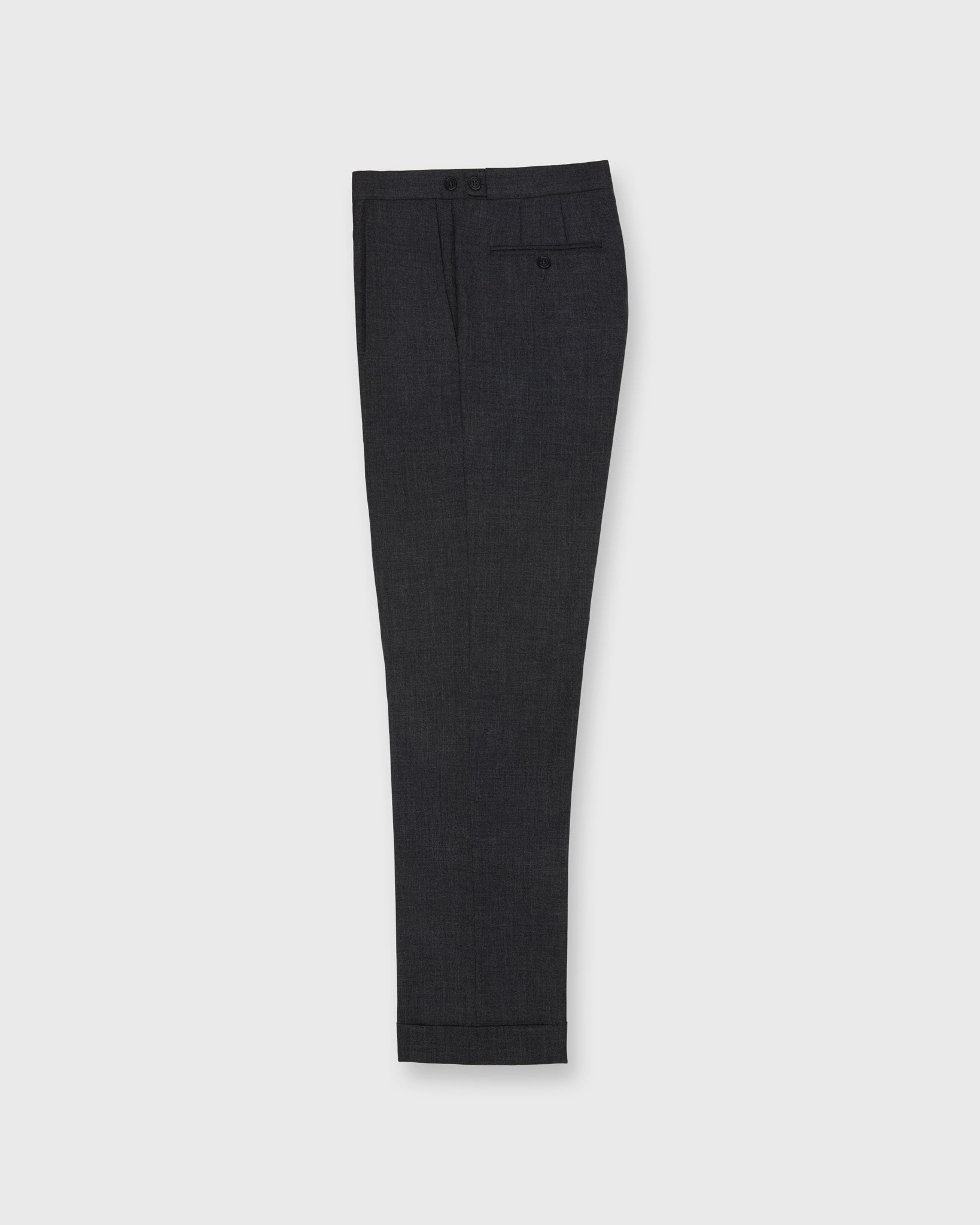 Pleated Dress Trouser in Charcoal High-Twist