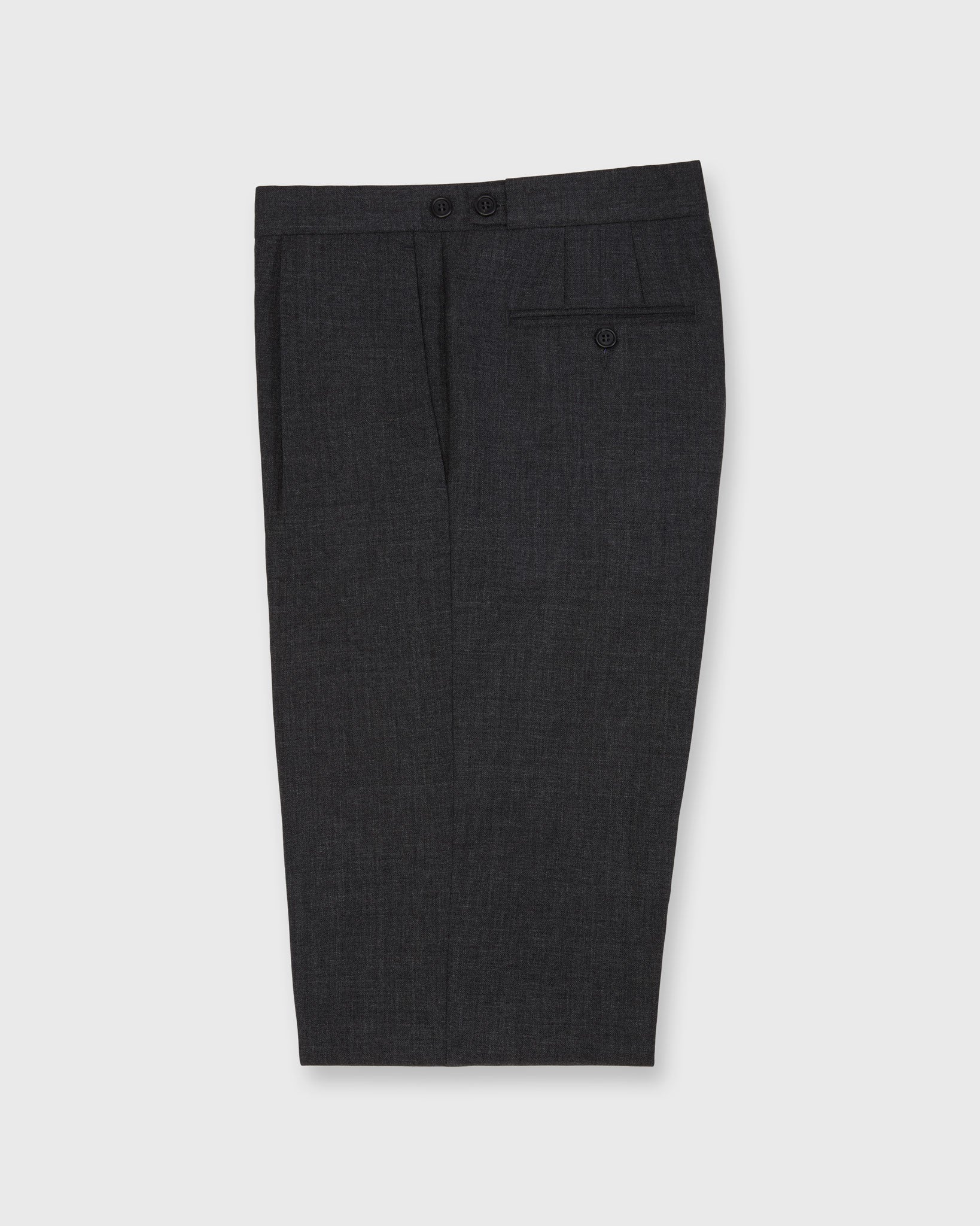 Pleated Dress Trouser in Charcoal High-Twist