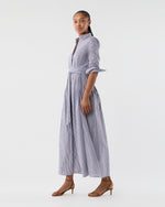 Load image into Gallery viewer, Ingrid Dress in Navy/White Bengal Stripe Cotton Lawn
