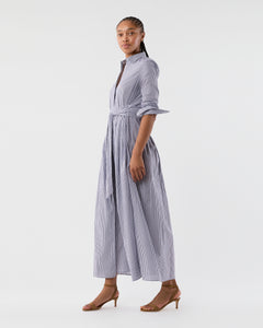 Ingrid Dress in Navy/White Bengal Stripe Cotton Lawn