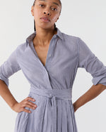 Load image into Gallery viewer, Ingrid Dress in Navy/White Bengal Stripe Cotton Lawn
