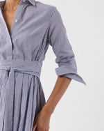 Load image into Gallery viewer, Ingrid Dress in Navy/White Bengal Stripe Cotton Lawn
