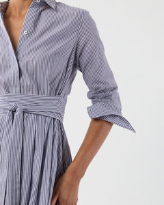 Ingrid Dress in Navy/White Bengal Stripe Cotton Lawn