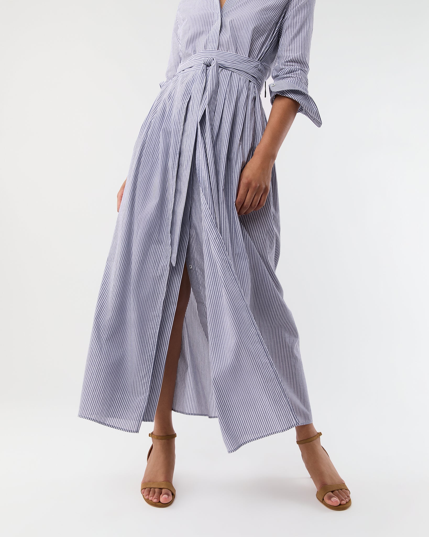 Ingrid Dress in Navy/White Bengal Stripe Cotton Lawn