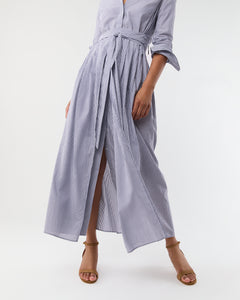 Ingrid Dress in Navy/White Bengal Stripe Cotton Lawn