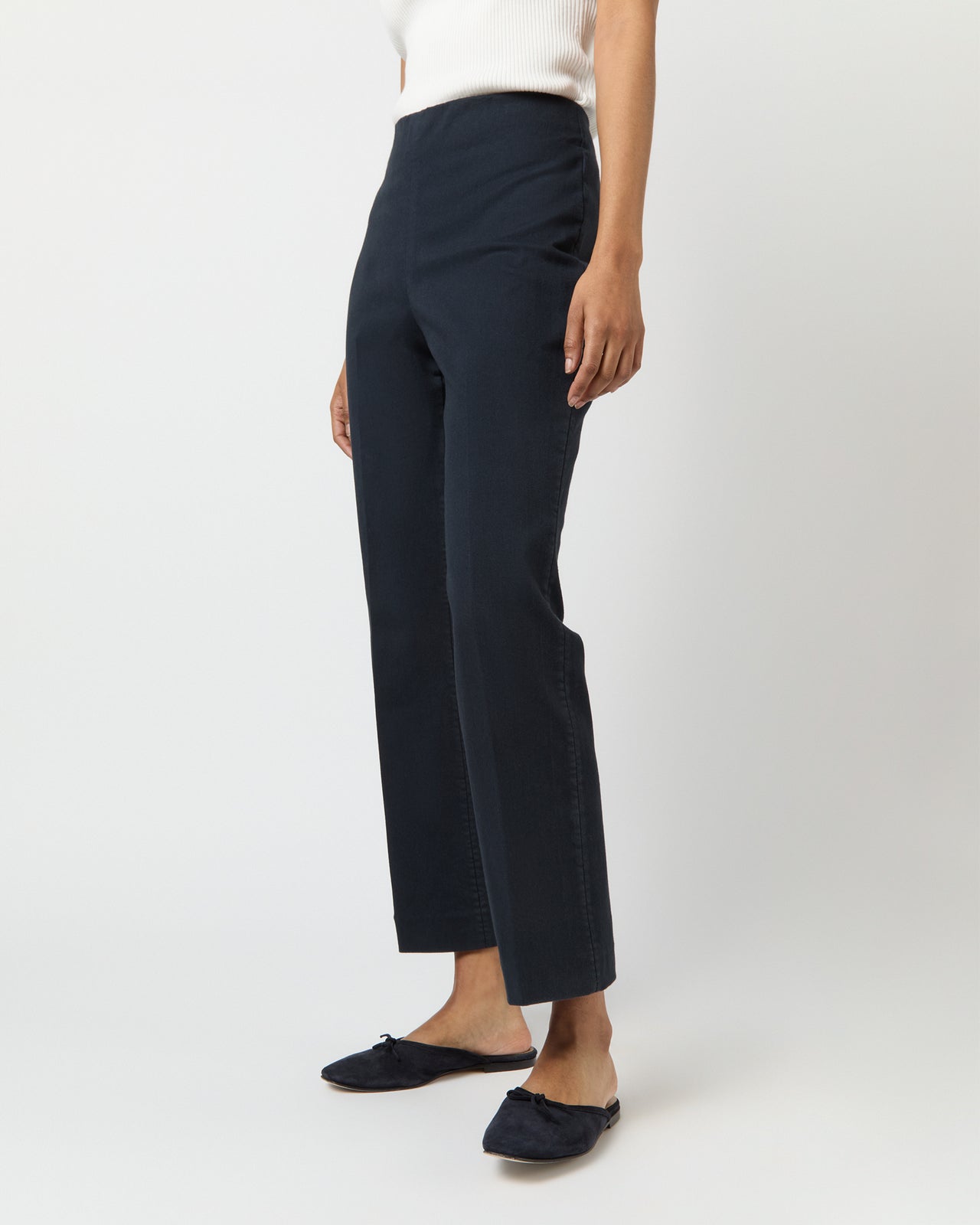 Fayette Flare Cropped Pant in Navy Stretch Twill