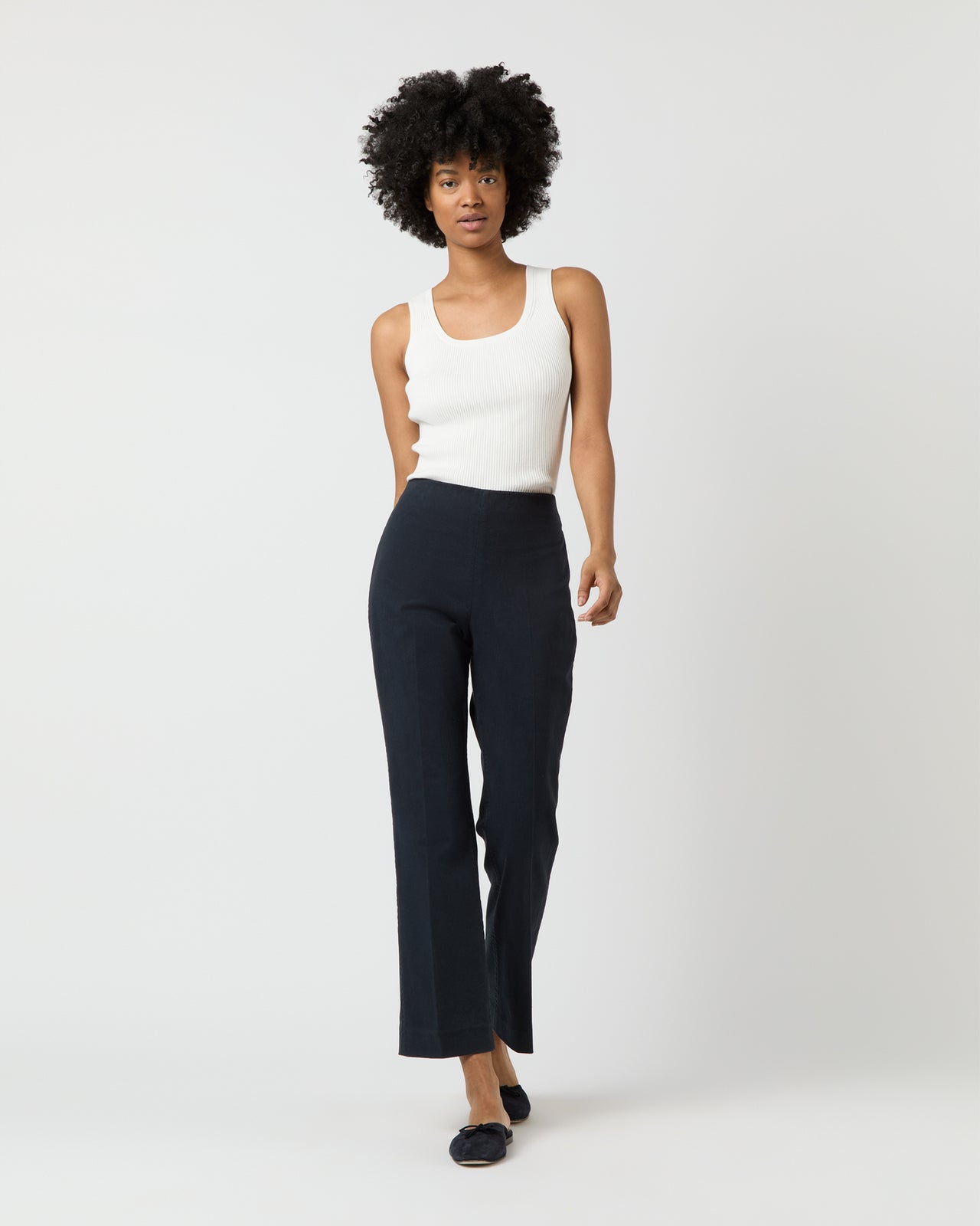 Fayette Flare Cropped Pant in Navy Stretch Twill