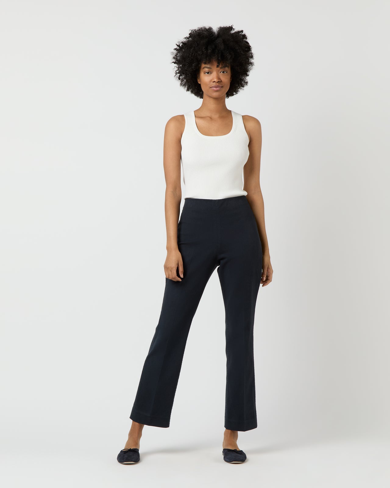 Fayette Flare Cropped Pant in Navy Stretch Twill