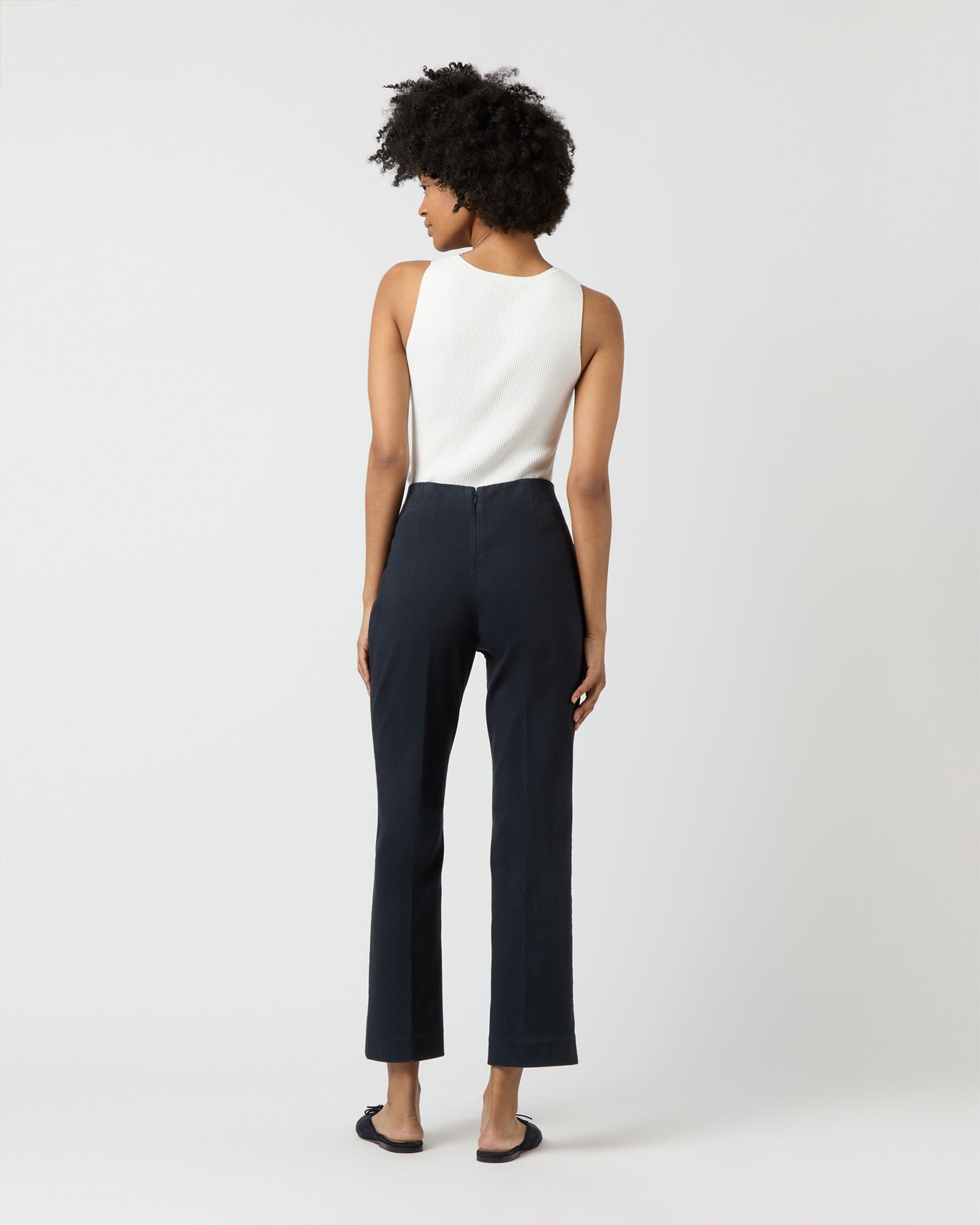 Fayette Flare Cropped Pant in Navy Stretch Twill