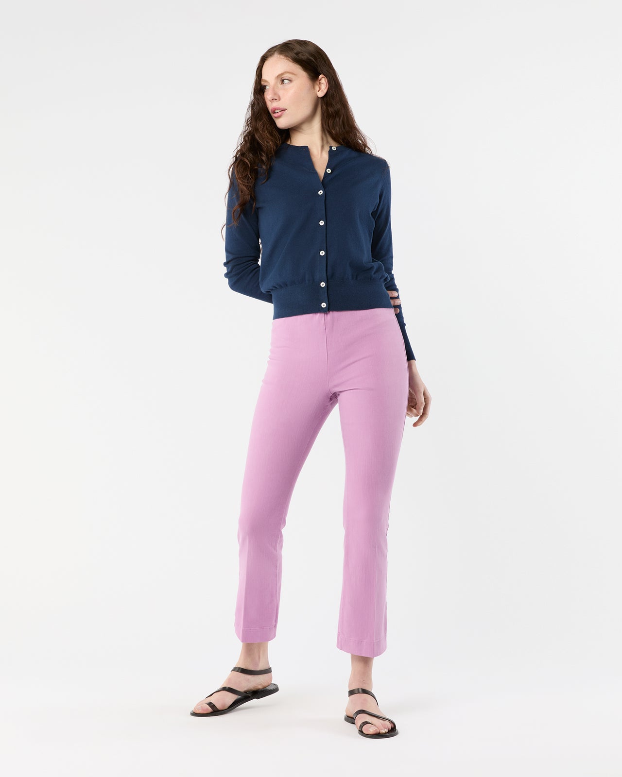 Faye Flare Cropped Pant in Orchid Stretch Twill