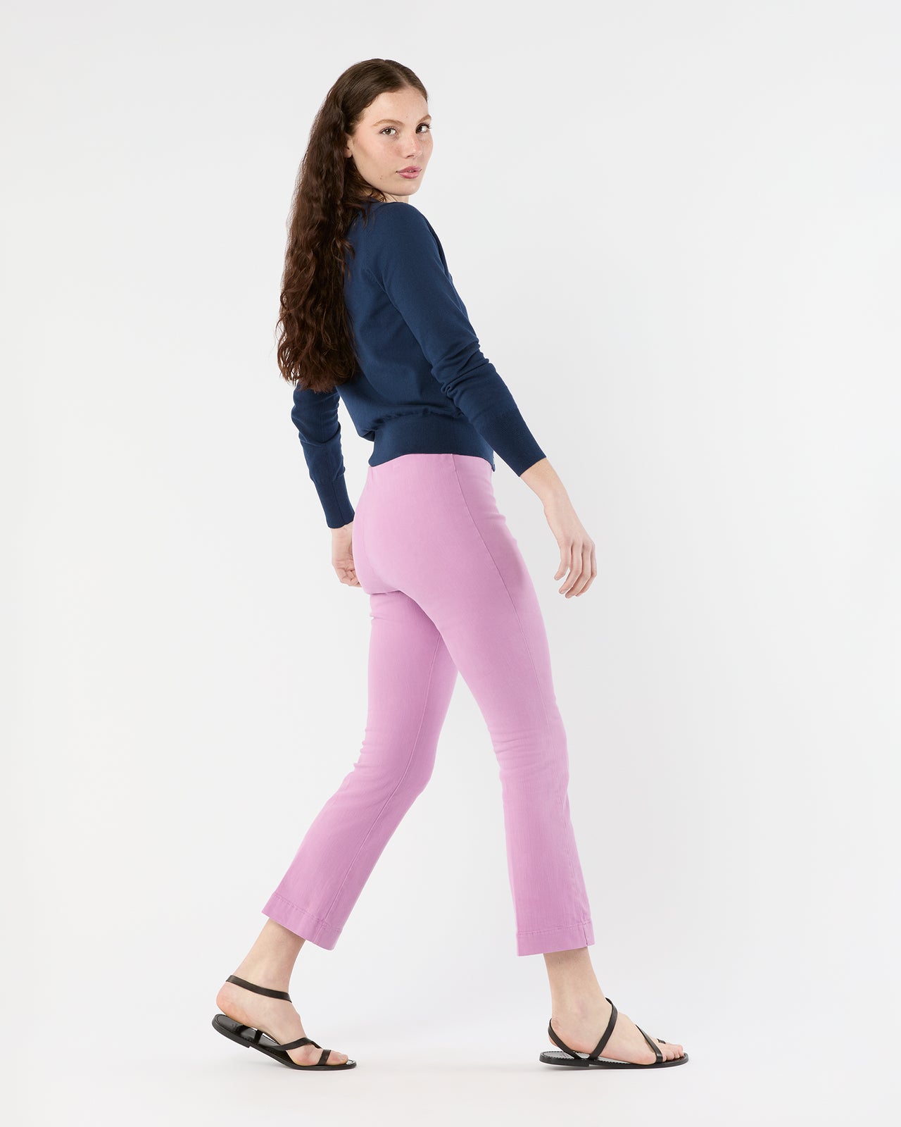 Faye Flare Cropped Pant in Orchid Stretch Twill