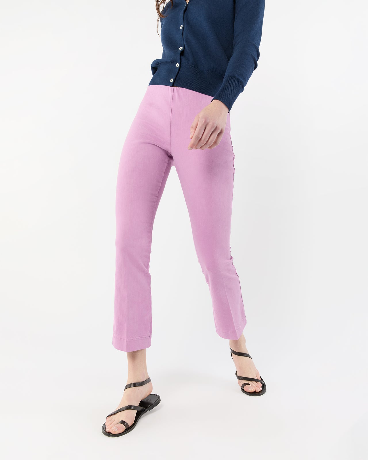 Faye Flare Cropped Pant in Orchid Stretch Twill