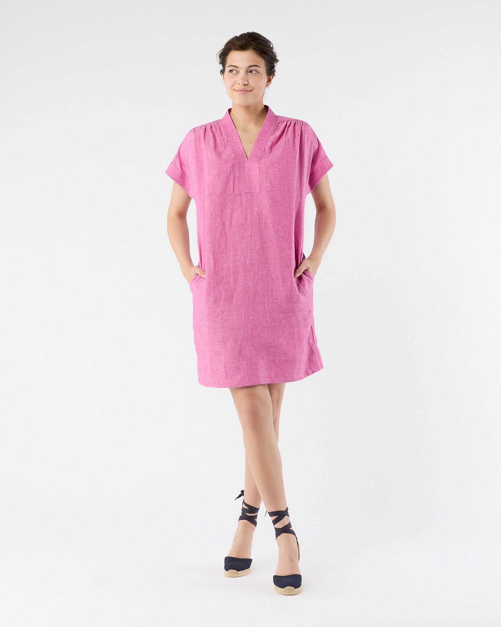 Libby Dress in Pink Sahara Linen
